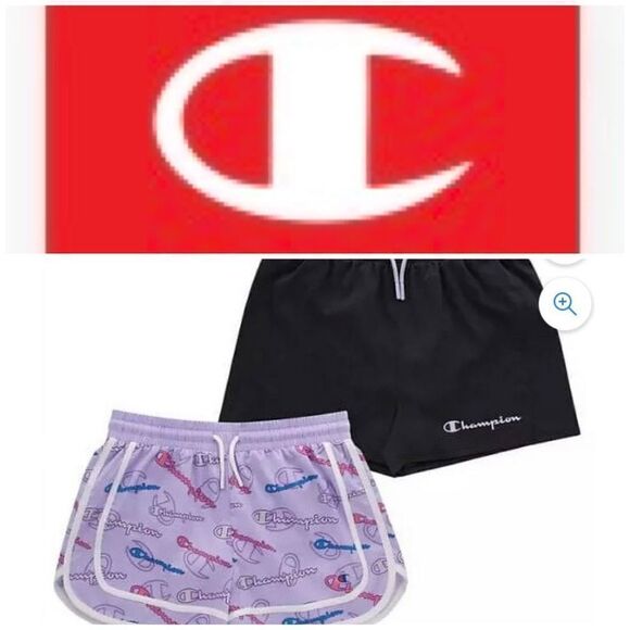 CHAMPION - NWT 2-Pack Girls Sz 4 Active Adjustable Waist Shorts/Built-In Undies - Picture 1 of 12